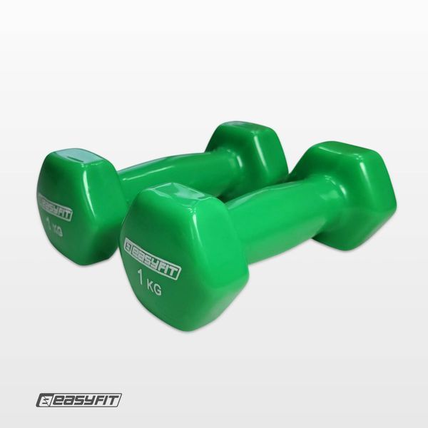 Гантель для фітнесу 1.0 кг EasyFit із вініловим покриттям салатова SP-006821 фото