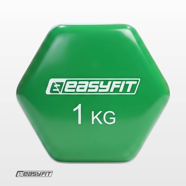 Гантель для фітнесу 1.0 кг EasyFit із вініловим покриттям салатова SP-006821 фото