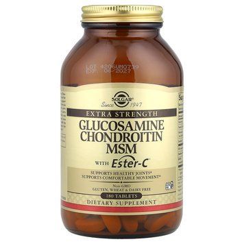 Глюкозамін, Glucosamine Chondroitin MSM With Ester-C Solgar, Solgar, хондроїтин, метилсульфонілметан з Естер-C, 180 таблеток SP-004549 фото