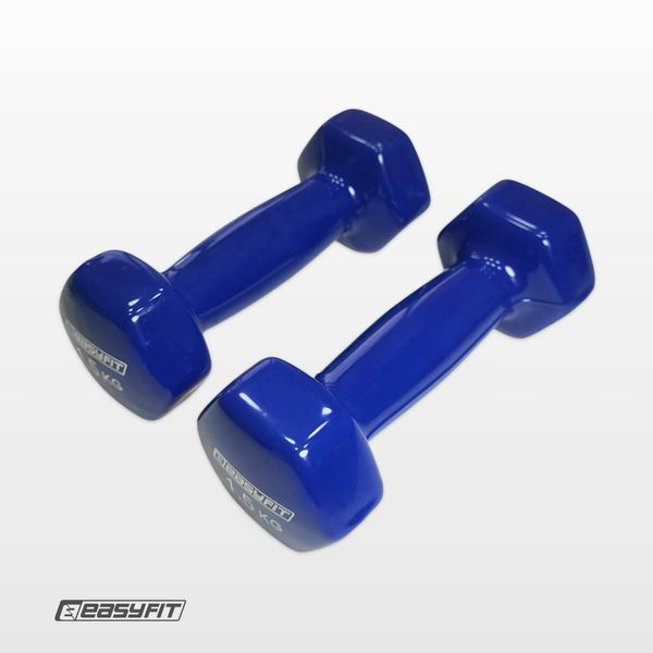 Гантель для фітнесу 1.5 кг EasyFit із вініловим покриттям синя SP-006822 фото