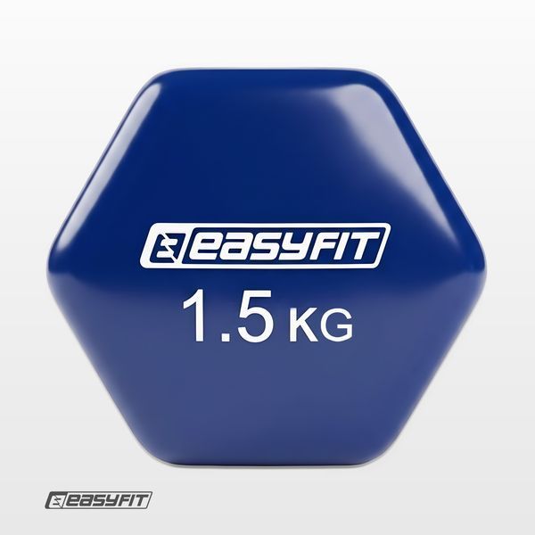 Гантель для фітнесу 1.5 кг EasyFit із вініловим покриттям синя SP-006822 фото