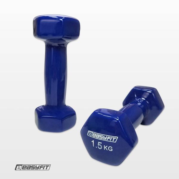 Гантель для фітнесу 1.5 кг EasyFit із вініловим покриттям синя SP-006822 фото