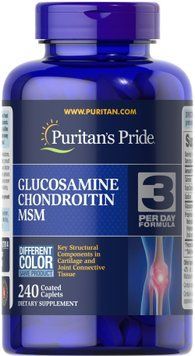 Глюкозамін хондроїтин і МСМ, Glucosamine Chondroitin & MSM -3 Per Day Formula, Puritan&rsquo;s Pride, 240 каплет SP-003975 фото