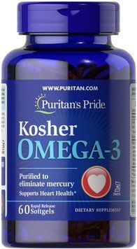 Омега-3 кошерний, Kosher Omega-3 with EPA & DHA, Puritan&rsquo;s Pride, з ЕПК та ДГК, 742 мг, 60 гелевих капсул SP-003622 фото