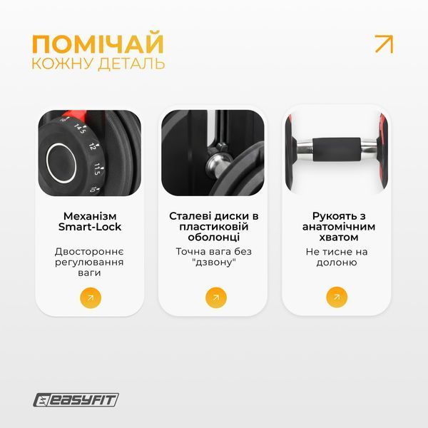 Гантель набірна EasyFit 1,5&ndash;16 кг SP-007214 фото