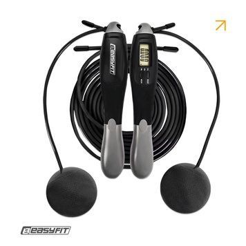 Скакалка з лічильником EasyFit TwinRope швидкісна 2,8 м чорна-сіра SP-007166 фото