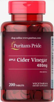 Яблучний оцет, Puritan&rsquo;s Pride, 480 мг, 200 таблеток SP-003769 фото