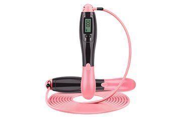Швидкісна скакалка з лічильником EasyFit чорний-рожевий SP-007079 фото