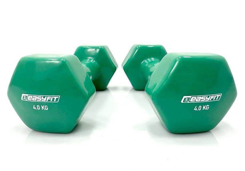 Гантель для фітнесу 4.0 кг EasyFit із вініловим покриттям зелена SP-006824 фото