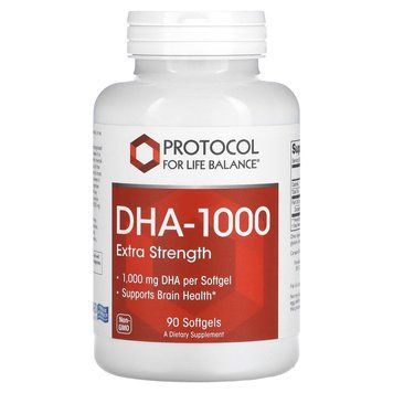 Докозагексаєнова кислота, DHA-100, Protocol For Life Balance, підвищена сила, 1000 мг, 90 гелевих капсул SP-005686 фото