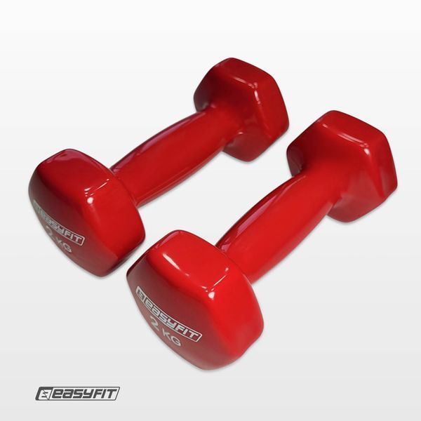 Гантель для фітнесу 2.0 кг EasyFit із вініловим покриттям червона SP-006667 фото