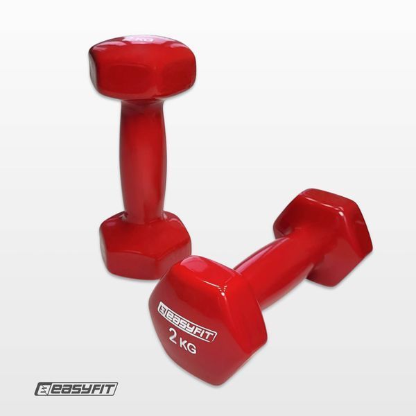 Гантель для фітнесу 2.0 кг EasyFit із вініловим покриттям червона SP-006667 фото